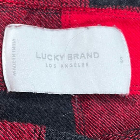 Lucky Brand Cloud Plaid Button Up Red Black Shirt Women’s Small - Picture 3 of 4